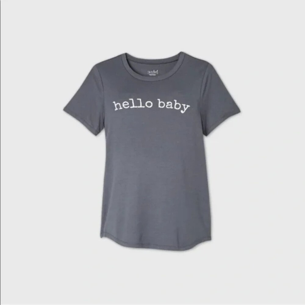Ingrid & Isabel  “Hello Baby” Maternity Tee Sz S